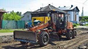 Грейдер ГС-14.02. Работа бульдозером. Звук ЯМЗ-236.