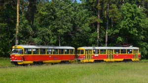 Трамвай Tatra T3SU-3242 и Tatra T3SU-3231. Покатушки на челноке по Барнаулу.
