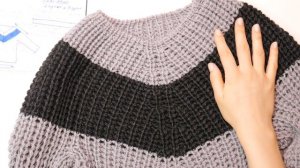 СЕРЫЙ СВИТЕР С полоской. Свитер для начинающих. Часть 1.