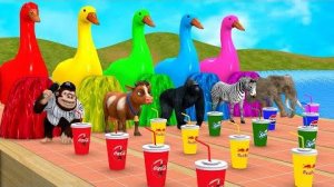 Длинная игра мультик с Коровой, Слоном, Гориллой, Бегемотом, Тигром - 3d  - Забавные животные