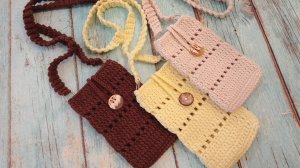 Сумочка для телефона. Мастер-класс по вязанию крючком.