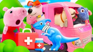 🐶🦁 Плюшевая Свинка Пеппа и экскурсия в музей животных + ветеринарная игра! Видео для малышей