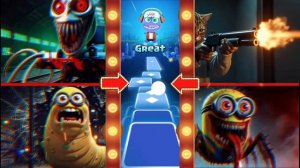 Паровозик Томас-Паук🆚Кот-паук🆚 КИБЕР-ЧЕРВЬ🆚 Миньон ужасов-Вращающееся колесо Tiles Hop