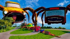 Все монстры, большие и маленькие машины, сходят с ума с пожирателем автобусов в BeamNG.drive