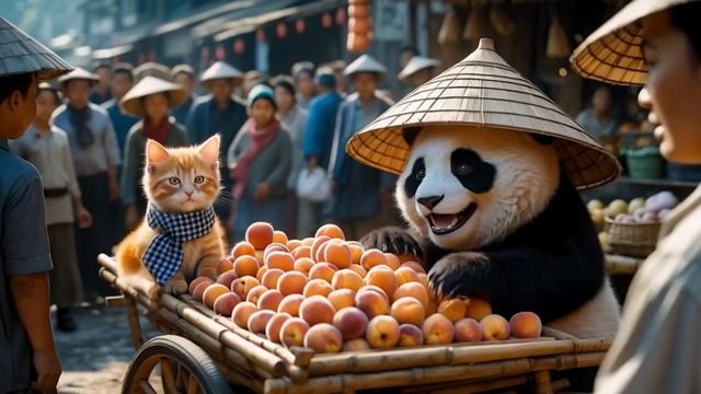 Ginger Mama Cat Works At The Ski Resort And Takes Her Kitten On Their First Snow Adventure #cat #ai