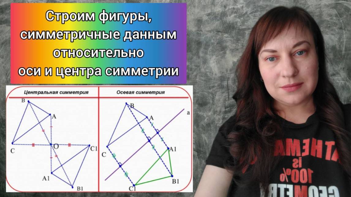 Построение фигур, симметричных данным относительно оси и центра симметрии. #топыкатегорий #обучение смотреть онлайн