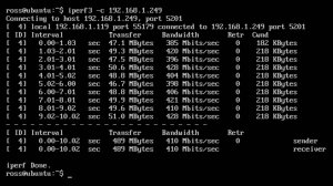 Тестирование пропускной способности сети с помощью iperf3.