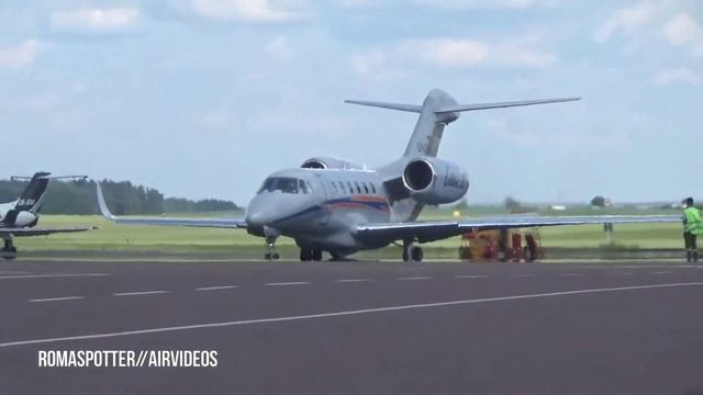 Cessna UP-CS502 в Гомеле. Посадка - запуск - руление - взлет
