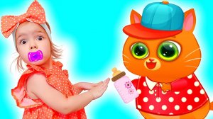 Настя и котик Bubbu играют в игре | Бубу как мама собирает Настю в детский сад