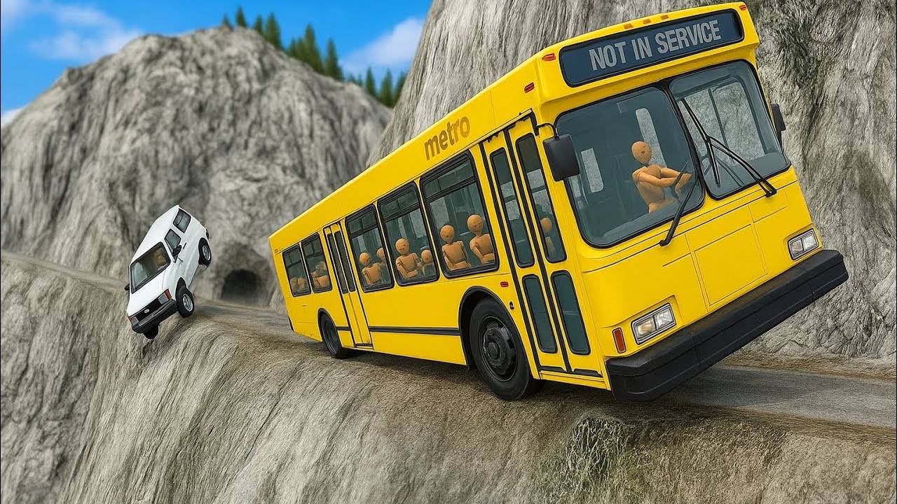 Тачки против падений с обрыва. Соревнование по вождению в BeamNG Drive смотреть онлайн