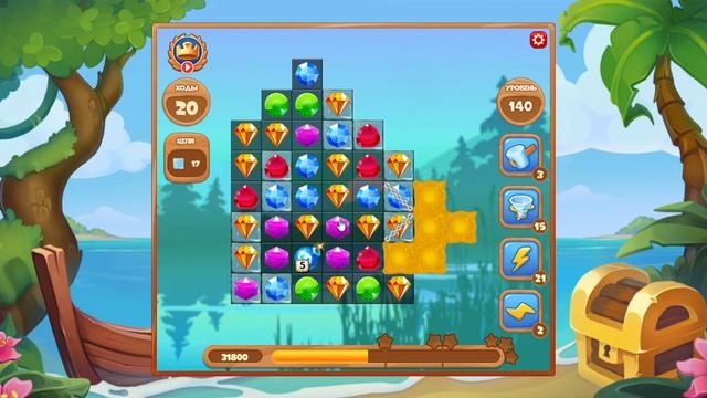 Как пройти уровень 140 игры Сокровища Пиратов смотреть онлайн