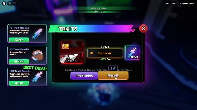 Anime Vanguards Крутим 1400 Trait Rerolls