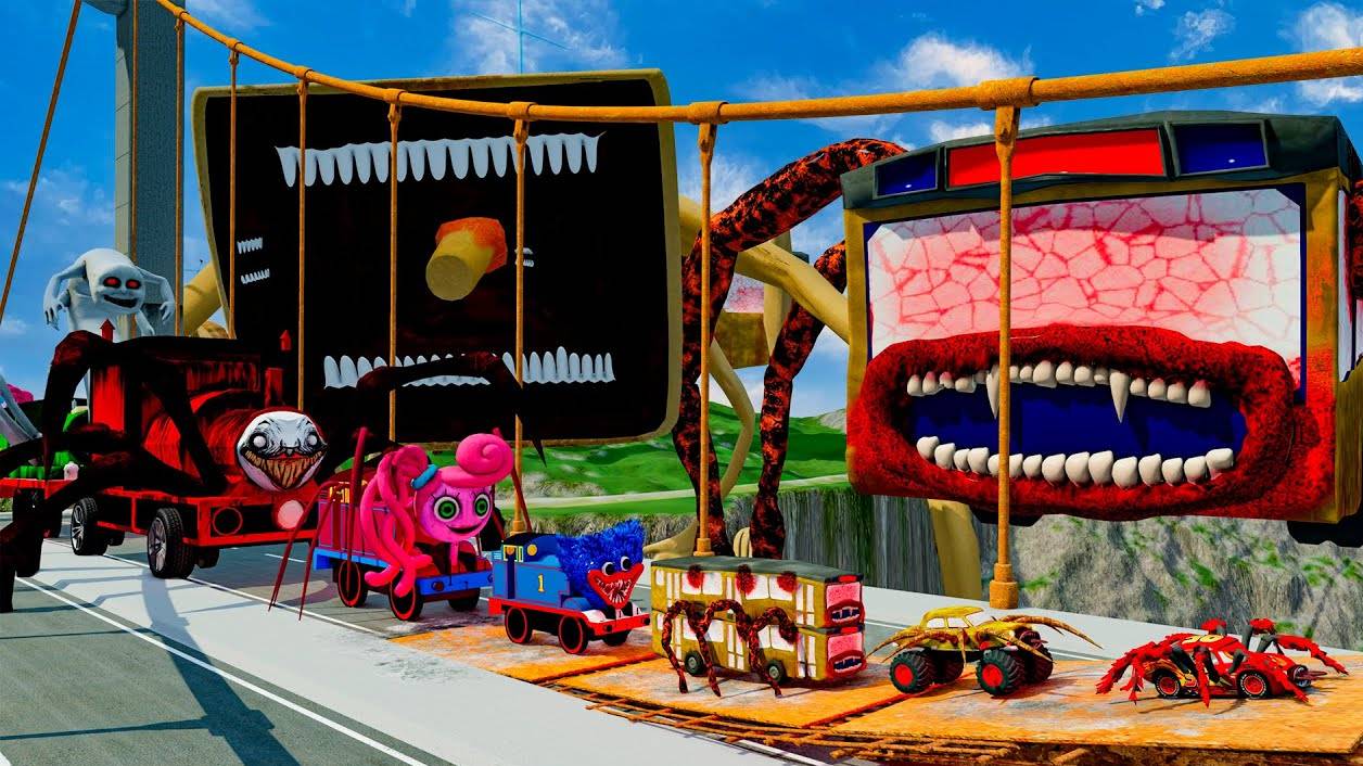 Все Монстры, Большие И Маленькие Машины Против Сломанного Моста С Пожирателем Автобусов Beamng.drive смотреть онлайн