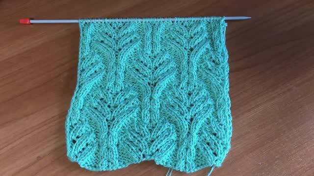 Узор спицами "Артишок" или "Листья" смотреть онлайн