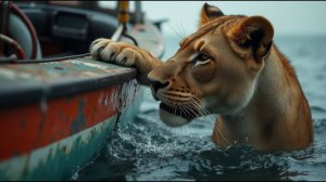 Львицу бросили в океане. Человек, к которому она подплыла, никогда не забудет тот день