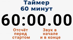 Таймер на 1 час (60 минут) - со звуком и отложенным стартом