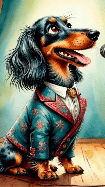 Юмор. Собачий блюз. В главных ролях таксы длиношерстные мраморного окраса.