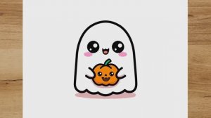 КАК НАРИСОВАТЬ РИСУНОК ПРИВИДЕНИЯ В СТИЛЕ КАВАИ НА ХЭЛЛОУИН