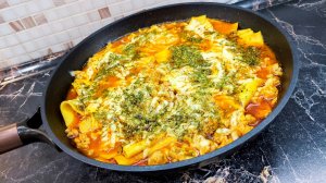 Ленивая лазанья в сковороде. Простой и вкусный ужин. Рецепт ужина.