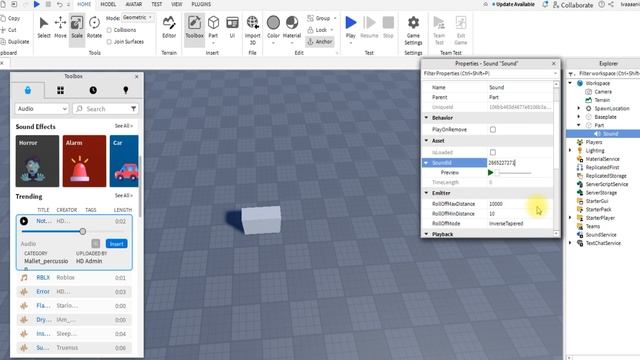 Как сделать исходящий звук от объекта в Roblox Studio смотреть онлайн