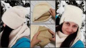 Пушистая шапка бини из ангоры с подкладом. Мастер-класс. Вязание спицами