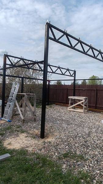 Односкатный навес 6х6 метров своими руками из металлического профиля и крышей из профлиста смотреть онлайн