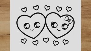 КАК НАРИСОВАТЬ ДВА ЛЮБИМЫХ СЕРДЦА В СТИЛЕ KAWAII