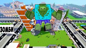 ЗОМБИ ГИГАНТ НАПАЛ НА ДЕРЕВНЮ ЖИТЕЛЕЙ в МАЙНКРАФТ НО НУБ И ПРО ВИДЕО ТРОЛЛИНГ MINECRAFT Евгенбро