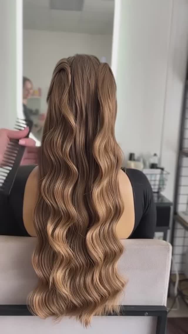 Стильная укладка мальвинка на длинные волосы #прическа #укладка #волосы #хвост