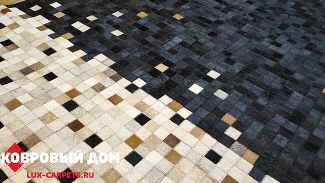 Ковер из шкуры коровы Индия 1,70х2,40 Leder MS-2004 beigeblack смотреть онлайн