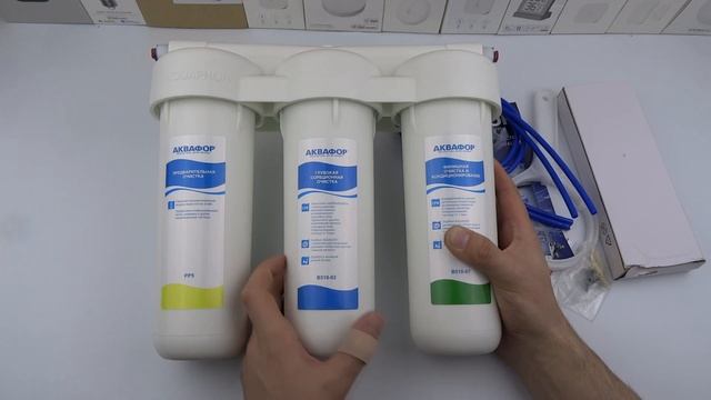 Проточный фильтр для воды Аквафор Трио норма под мойку распаковка водоочиститель Аквафор смотреть онлайн