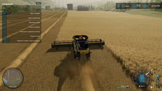 Уборка мега поля Farming Simulator 22