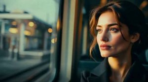 Она сидела у окна.