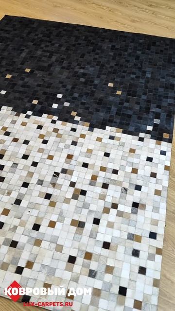 Ковер из шкуры коровы Индия 1,70х2,40 Leder MS-2004 beigeblack смотреть онлайн