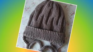 Детская шапочка спицами с ушками 🧶🐰Подробный мк 🧶