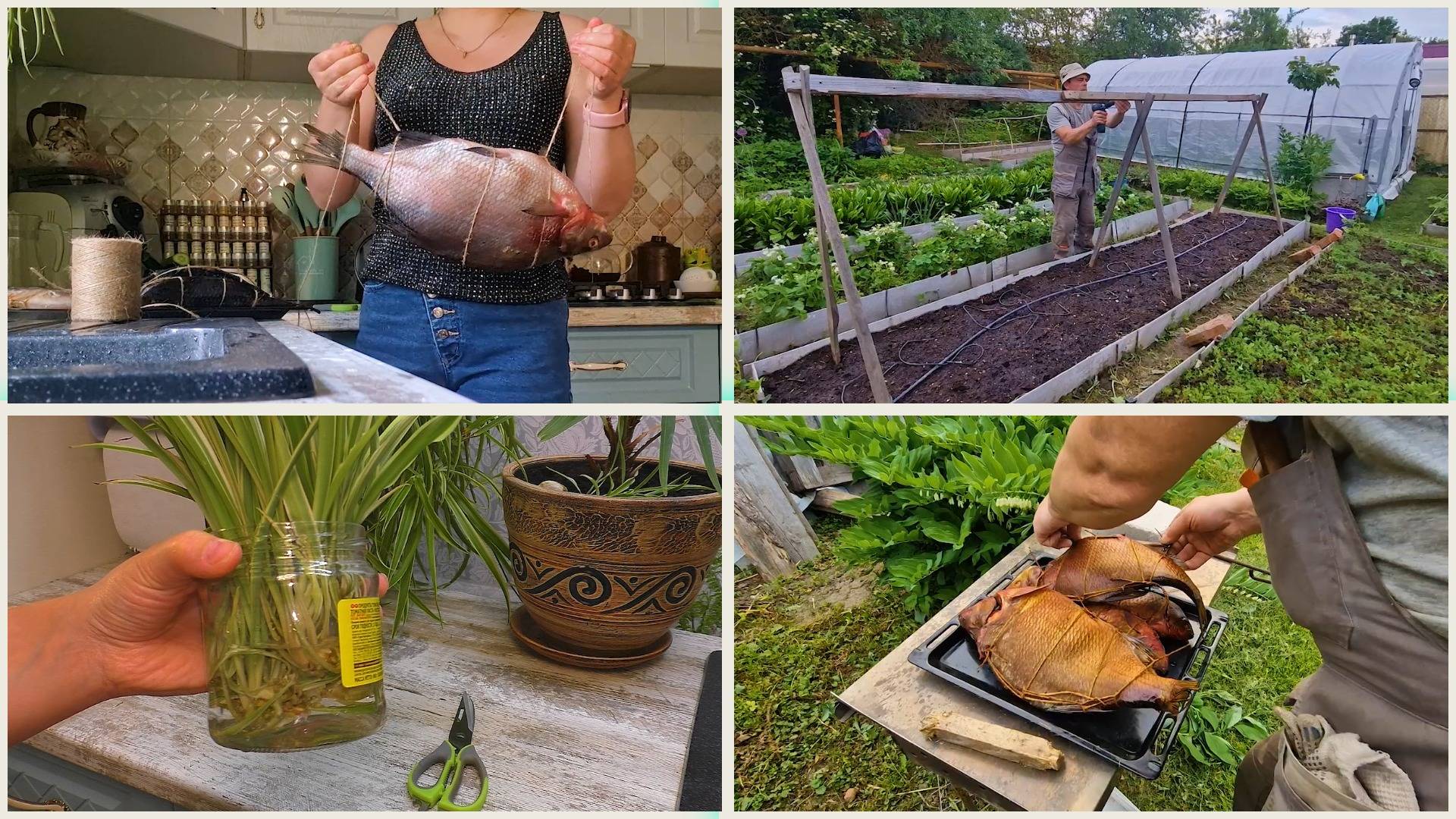 Забрала деток у Океана. Коптим крупную рыбу и работаем в огороде. Домашняя шаурма. смотреть онлайн