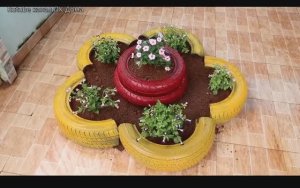 Клумба из покрышек