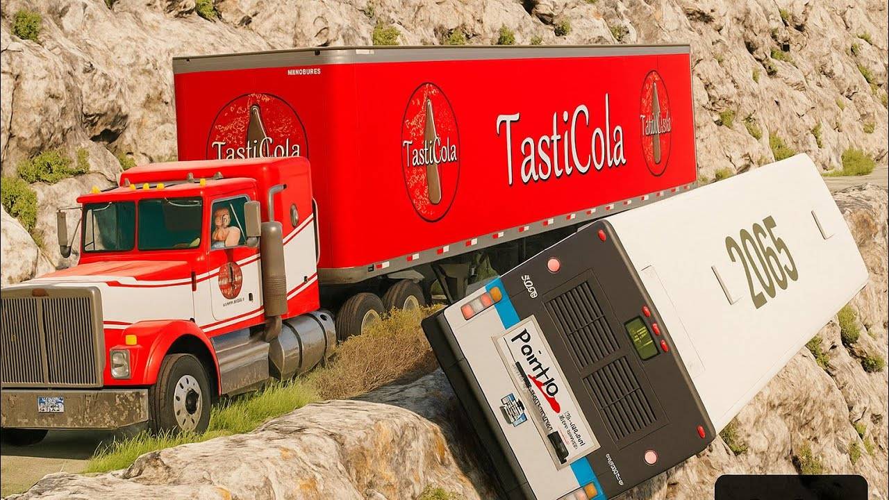 Школьный Автобус против Падения с Обрыва в BeamNG Drive смотреть онлайн