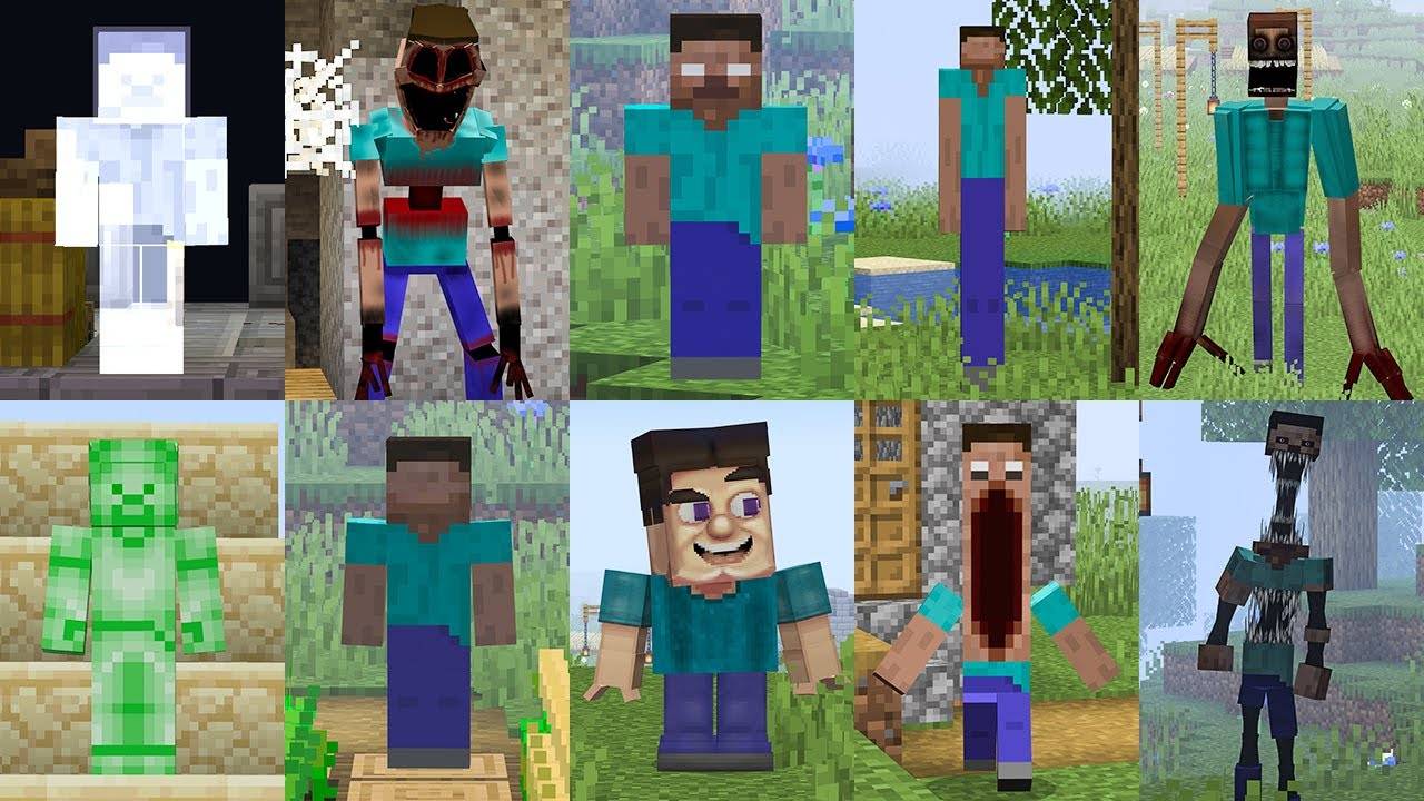ВСЕ ВИДЫ СТРАШНЫХ СТИВОВ В МАЙНКРАФТ ! МОД STEVE HORROR MOD MINECRAFT смотреть онлайн