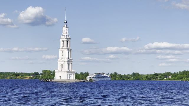 Калязин - уютный городок на Волге в Тверской области и затопленная колокольня Никольского собора смотреть онлайн