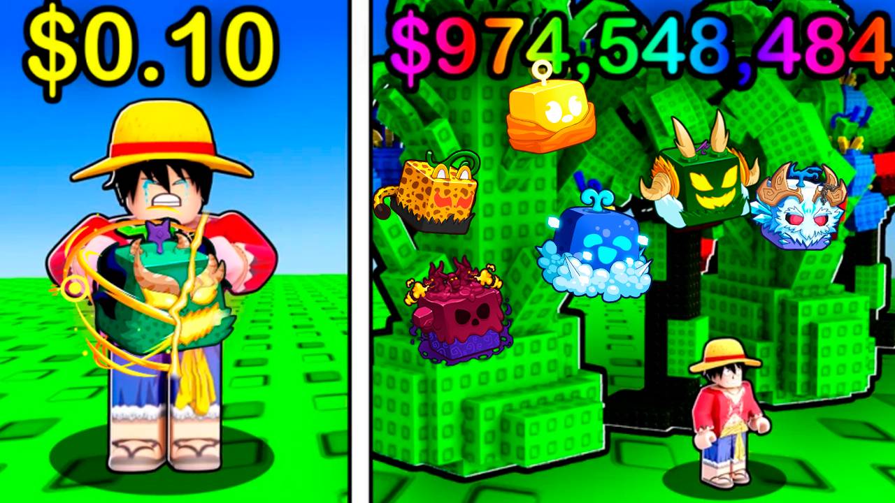 ЛУФФИ ПОСАДИЛ ФРУКТ РЕЗИНЫ🍈🌊БЛОКС ФРУТС зашел в ВЫРАСТИ САД смотреть онлайн