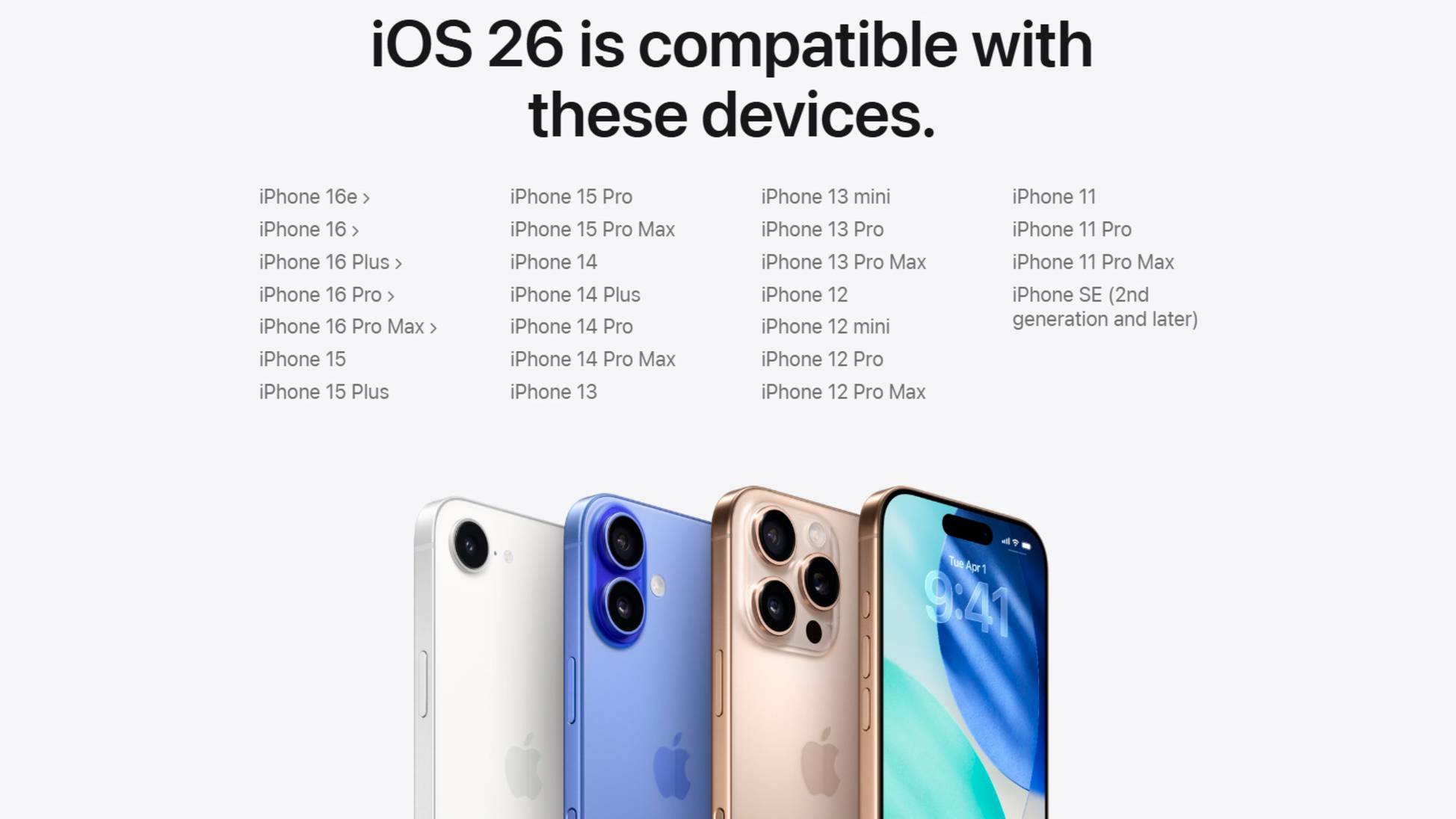 СПИСОК АЙФОНОВ КОТОРЫЕ ПОЛУЧАТ IOS 26