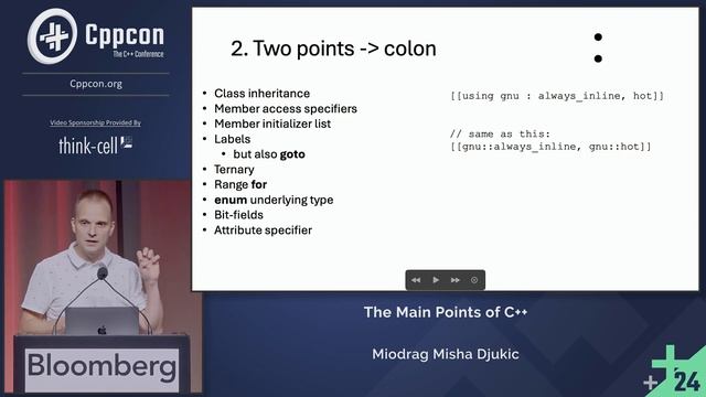Lightning Talk: The Main Points in C++ - Dots in C++ - Miodrag Misha Djukic - CppCon 2024 смотреть онлайн