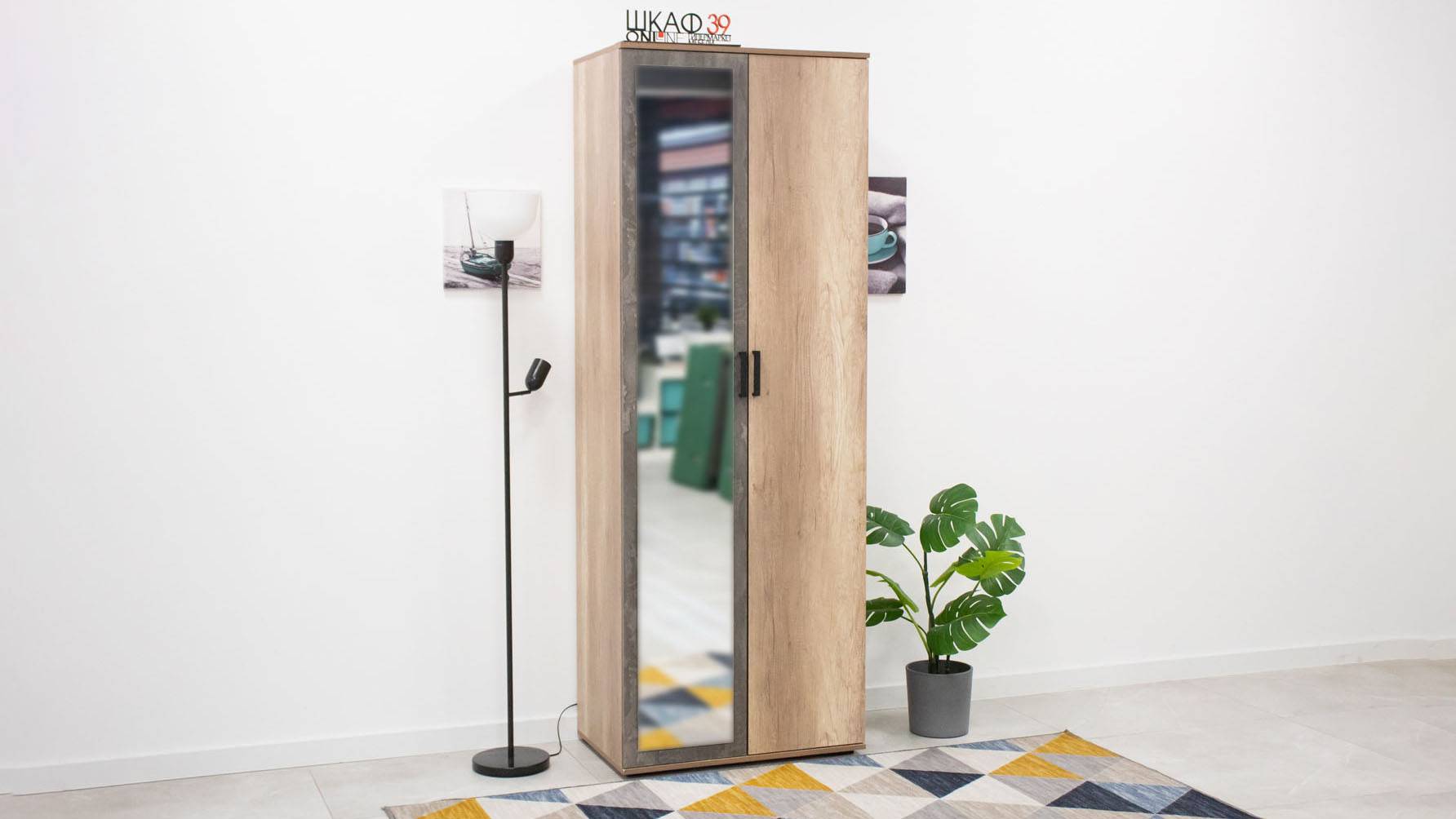 Нельсон ШК 04 Шкаф распашной (Дуб каньон Железный камень) смотреть онлайн