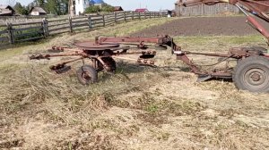 Грабли ворошилка ГВР-3 переделанные из ГВР-6. СМТ Скорпион в работе, ворошение и сгребание сена .