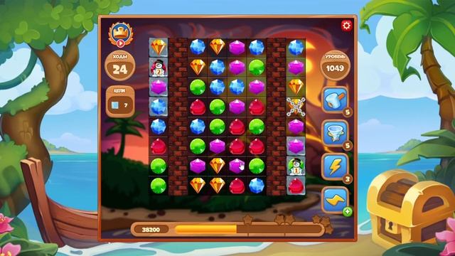 Как пройти уровень 1049 игры Сокровища Пиратов