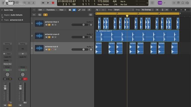 03.3. Creating Drum and Bass Beat with Audio Regions