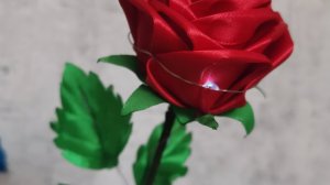 Листики для розы из атласной ленты