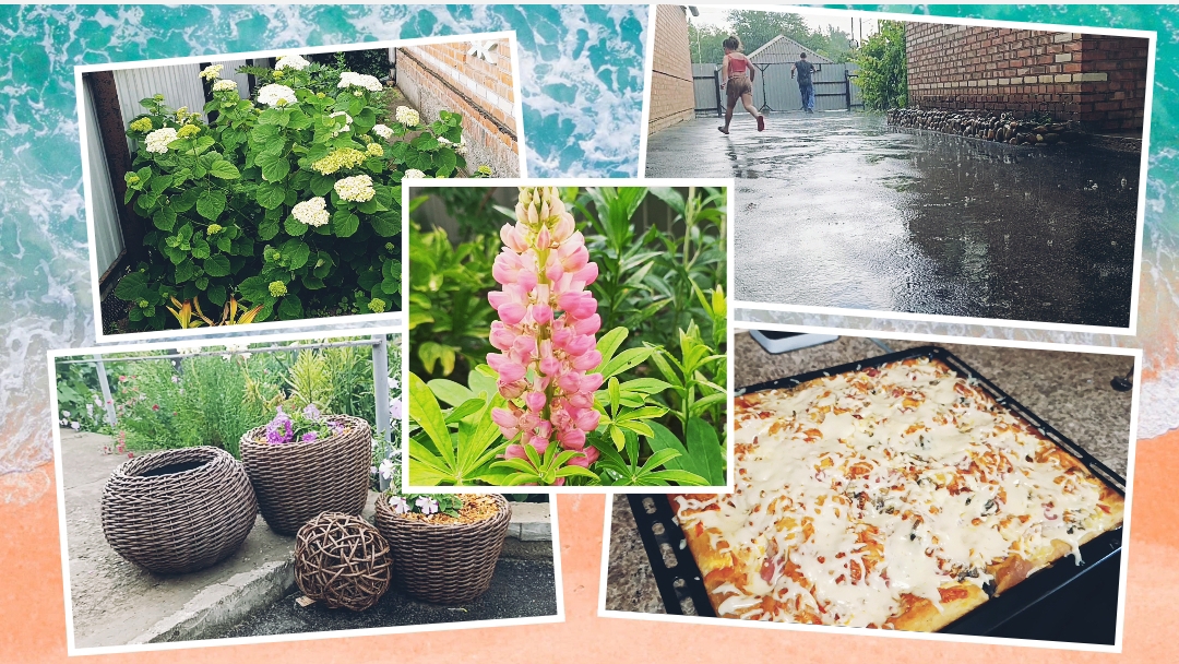 Готовое кашпо... Готовим пиццу. Дождались небольшого дождя... смотреть онлайн