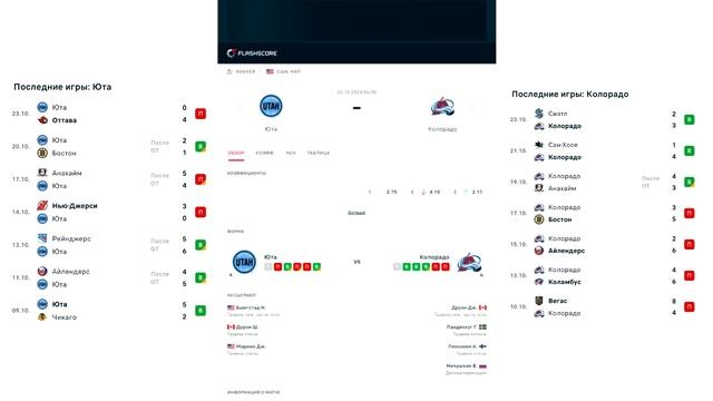 ♻️НХЛ / ЮТА — КОЛОРАДО / ПРОГНОЗ И СТАВКА НА НХЛ / 25 ОКТ смотреть онлайн